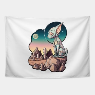 Sphynx Cat - Extraterrestrial Lovecraft Landscape Tapestry