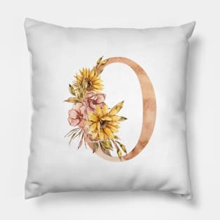 Watercolor sunflower bouquet monogram letter O Pillow