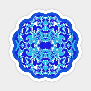 Blue and White Abstract Swirls Marble Geometric Pattern Magnet