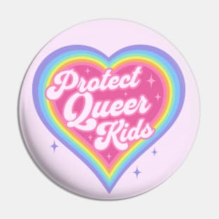 Protect Queer Kids Retro Rainbow Heart LGBTQ Kawaii Cute Gay Pride Pin