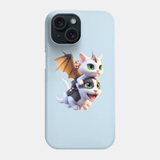 White Dragon Cat & Friend - The Dragon Cat Collection Phone Case