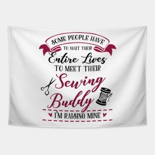 Sewing Mom and Baby Matching T-shirts Gift Tapestry