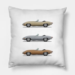 Jaguar E Type Roadster Gold Silver And Bronze Pillow