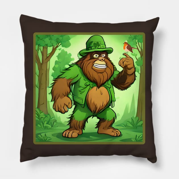 Bigfoot Is Ready for St. Patrick's Day Pillow by Gone Retrograde