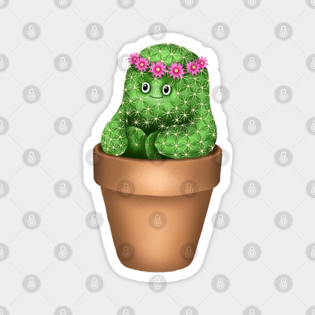 Cute Cactus (Blue Background) Magnet by illucalliart