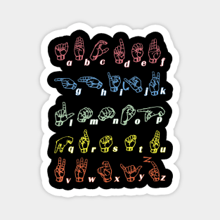 Sign Language T-Shirt ASL Teacher Hand Alphabet Learning Magnet