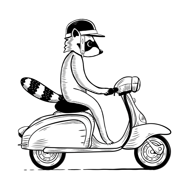 raccoon on scooter by walterorlandi