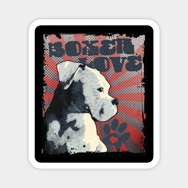 Vintage White Boxer Magnet by TAS Illustrations and More