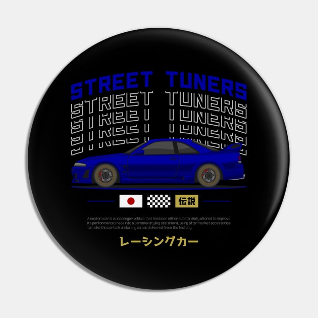 Street Tuner Blue Skyline GTR R33 JDM Pin by GoldenTuners