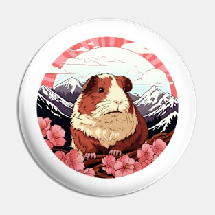 Guinea Pig Ukiyo-e: Orange, White Pin