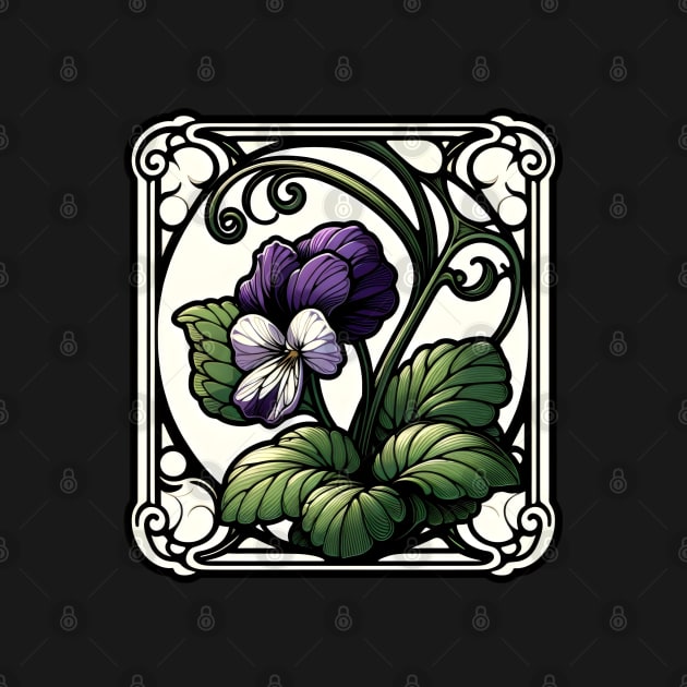 Art Nouveau violet February Birth month Flower by OddHouse