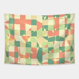 Checkered green and salmon Tapestry