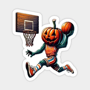 Halloween Pumpkin Basketball Player Slam Dunk Magnet