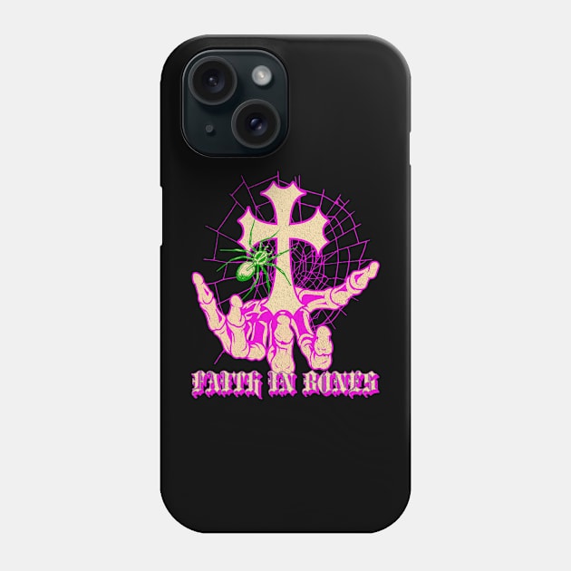 Spider Web Religion Praying Skeleton Phone Case by Outrageous Flavors
