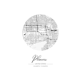 Phoenix - United States Black Water City Map T-Shirt