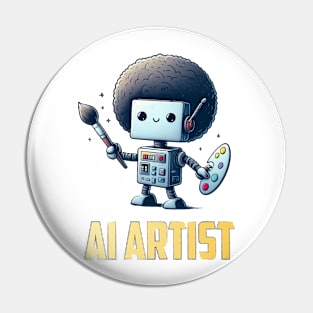 Cute AI Artist Robot Pin