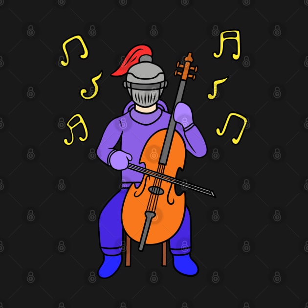 Cute cartoon knight playing cello by Andrew Hau