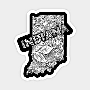 Mandala art map of Indiana with text in white Magnet