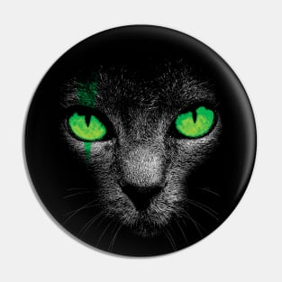 Black Cat with Green Eyes Pin