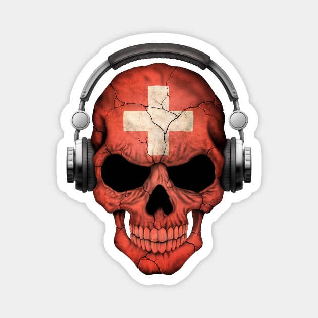 Dark Skull Deejay with Swiss Flag Magnet by jeffbartels