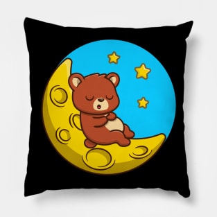 Cute Bear Sleeping On Moon Pillow