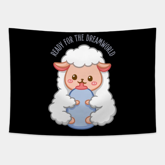 Ready for the dream world Hello little baby sheep in pajamas sleeping cute baby outfit Tapestry by BoogieCreates