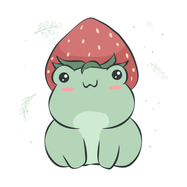 Disover Cottagecore Aesthetic Kawaii Frog Strawberry Hat - Cottagecore - T-Shirt