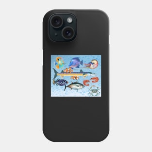 A School of Fish with Bubbles Phone Case