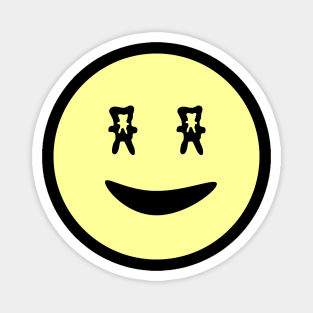 Classic retro Smiley Face Emoji with Upside-down Bunny Eyes Magnet