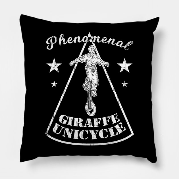 Phenomenal Giraffe-Unicycle Loving Biker Gift Idea Pillow by FancyTeeDesigns