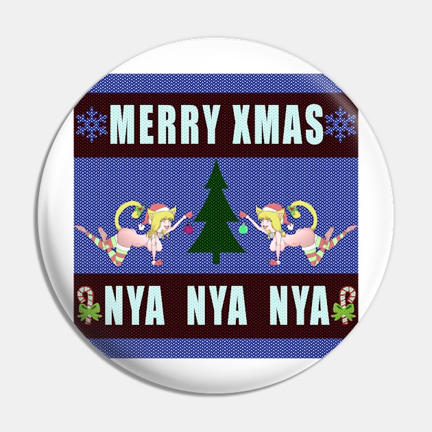 Neko Sisters Christmas Sweater Pin by SFFMuseElsa
