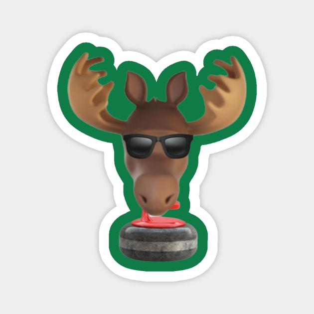 Curling Moose Magnet by MooseFish Lodge