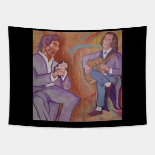 Paco de Lucia and singer Camarón de la Isla, painted by Aguijarro Tapestry