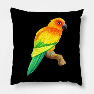 Sun Conure Parrot Watercolor Pillow