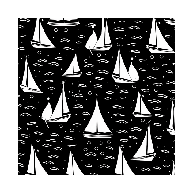 Sailing - Black and White Pattern by StudioIris