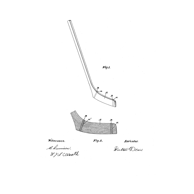 Hockey Stick Vintage Patent Hand Drawing by skstring