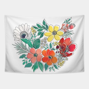 Cute girly pink floral hand drawn design Tapestry