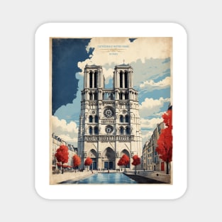 Cathedrale De Notre Dame France Tourism Vintage Poster Magnet