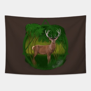 Reindeer in the forest LOGO Tapestry