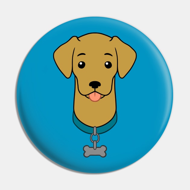 Cartoon Illustrated Golden Labrador Retriever With Dog Bone Collar Pin by RosemaryRabbit