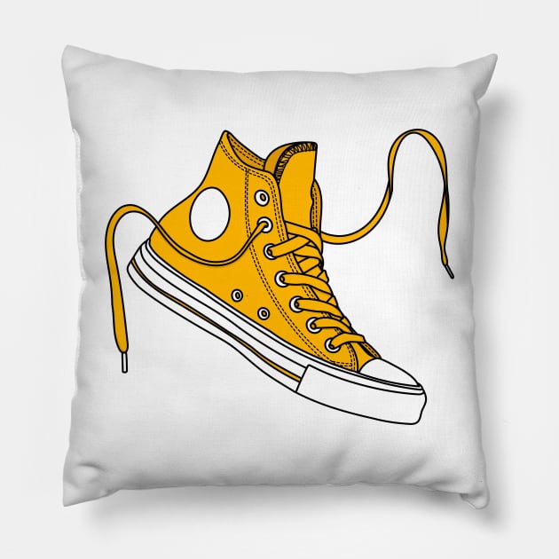 Bright Yellow high tops Pillow by MickeyEdwards