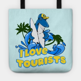 Surfing shark Tote