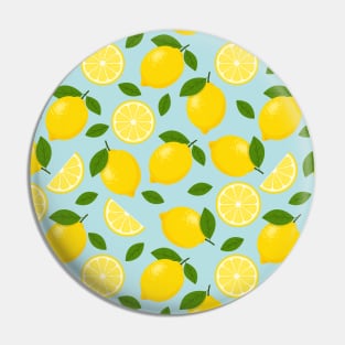 Lemon Fruit Pattern on Blue Background Pin