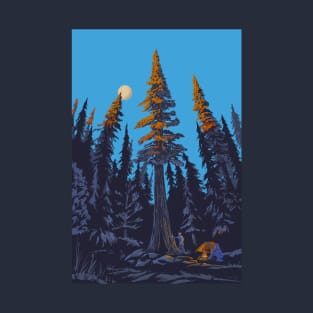 Giant Cedar Sunset Camping Poster Art T-Shirt