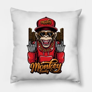 Monkey Funky Illustration Pillow