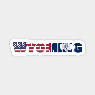 Wyoming State Flag/American Flag Logo Magnet