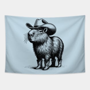 Capybara Cowboy Boots - Retro Western Aesthetic Art T-Shirt Tapestry