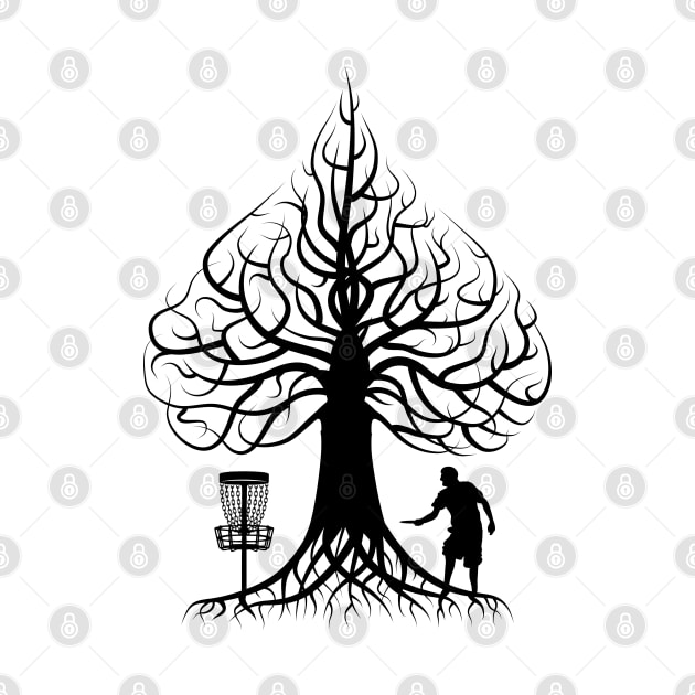 Disc Golf Frolf Player Ace Of Spades Tree Putting Golfer by Grandeduc