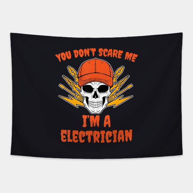 Skull Crossbones Electrician Costume Easy Halloween Tapestry by SabraAstanova