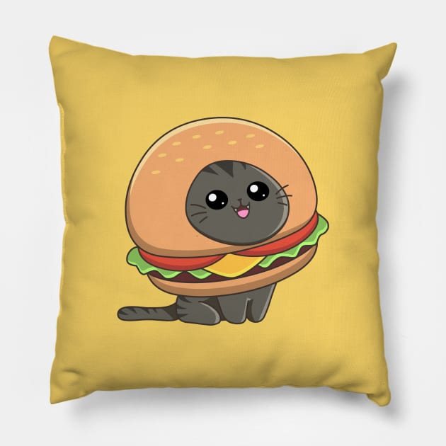 Cat Burger Pillow by AnishaCreations